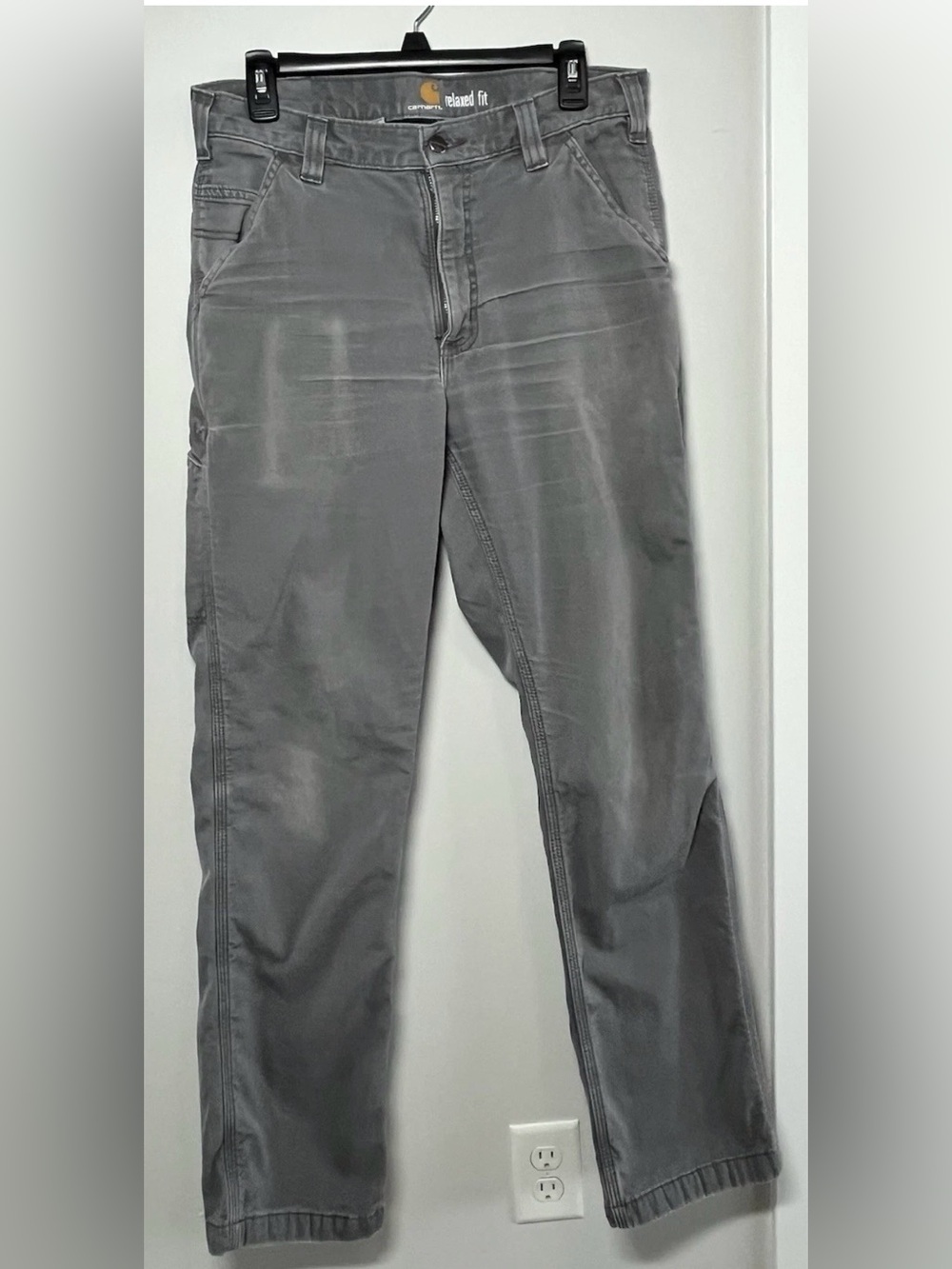 Carhartt Lined Carpenter Work Pants Gray Relaxed Fit Utility 32x34
